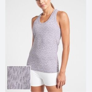 Athleta Momentum Allure XS racer back grey tank with digital animal print